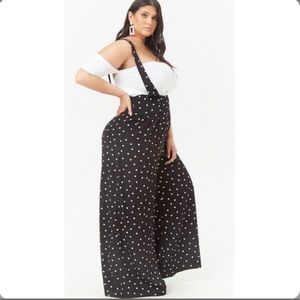 Black and white polka dot suspenders